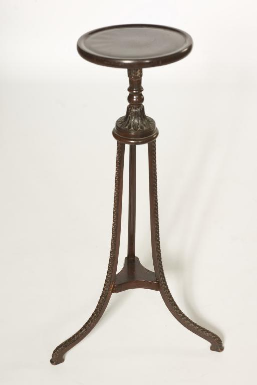 Appraisal: th CENTURY MAHOGANY TORCHERE STAND with dished circular top above