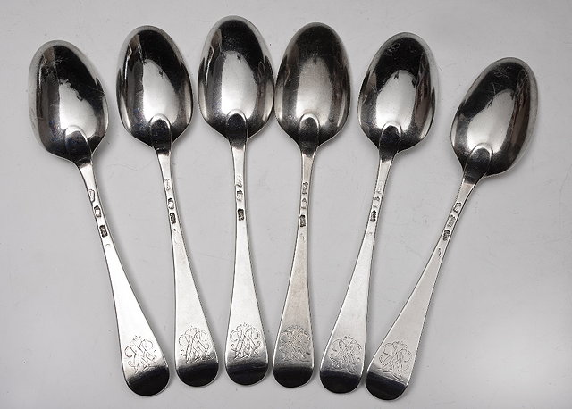 Appraisal: A SET OF SIX GEORGE II SILVER HANOVARIAN PATTERN DESSERT