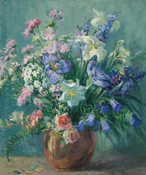 Appraisal: BROWNE MATILDA American - Floral Bouquet oil on canvas x