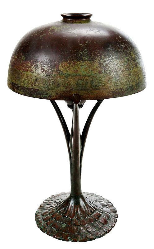 Appraisal: Tiffany Bronze Table Lamp and Shade American early th century