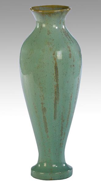 Appraisal: FULPER Tall and rare floor vase covered in turquoise crystalline