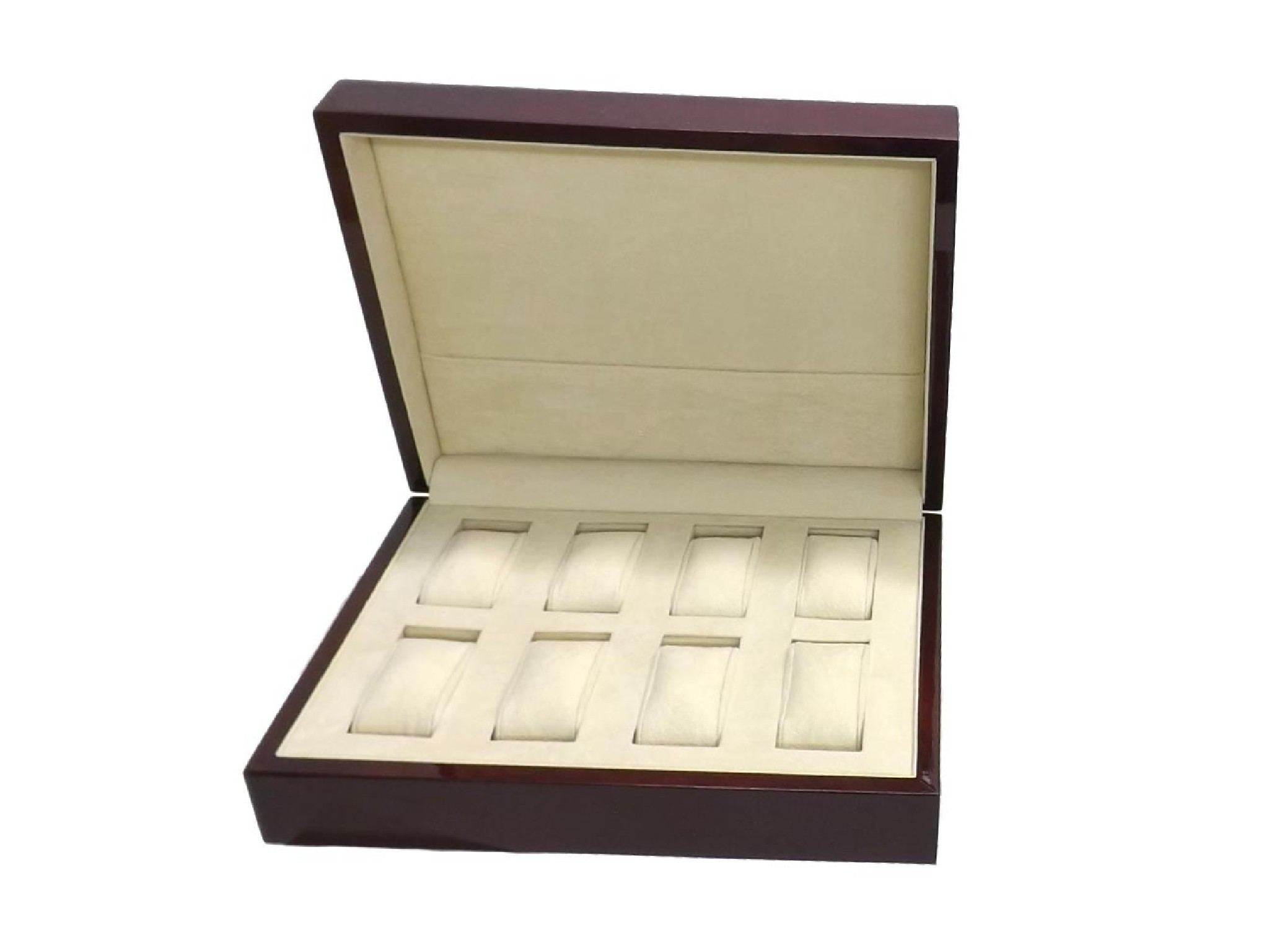 Appraisal: Mahogany eight watch collection case with outer cardboard sleeve ref