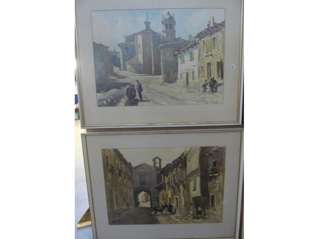 Appraisal: Pair of watercolour Spanish townscapes both signed I MENESES