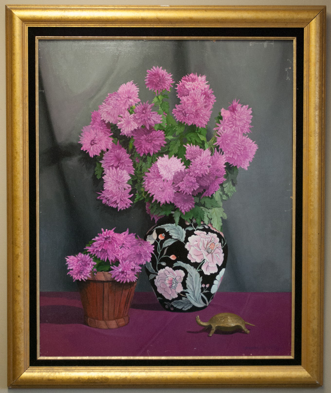 Appraisal: RASJAD ROBERT HOPKINS OIL ON BOARD Oregon born Chrysanthemums Image