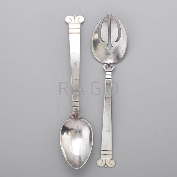 Appraisal: HECTOR AGUILAR TAXCO SILVER SALAD UTENSILS Condition Report