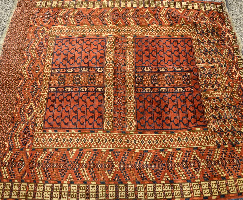 Appraisal: Bokara Oriental Throw Rug ' x ' Bokara Oriental Throw