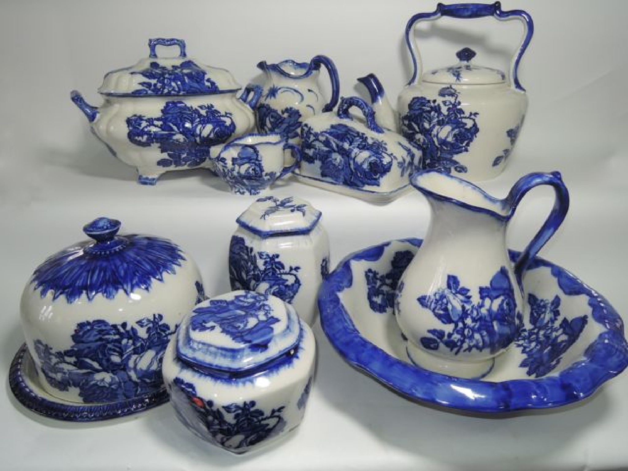 Appraisal: A collection of reproduction blue and white printed ironstone china