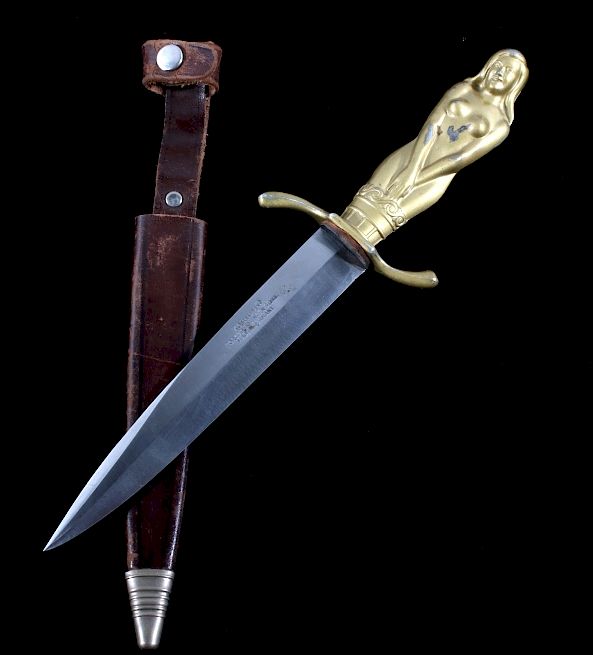 Appraisal: Korium Forged Solingen Knife W Nude Woman Handle Featured in