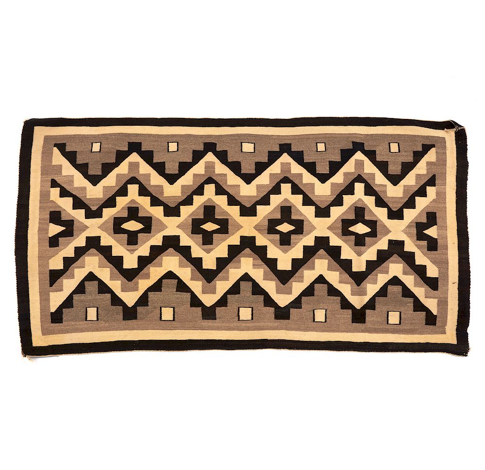 Appraisal: Navajo Rug Navajo rug executed in beige taupe and black