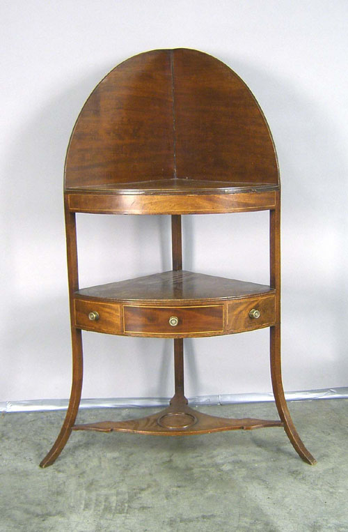 Appraisal: Georgian mahogany corner wash stand h x d