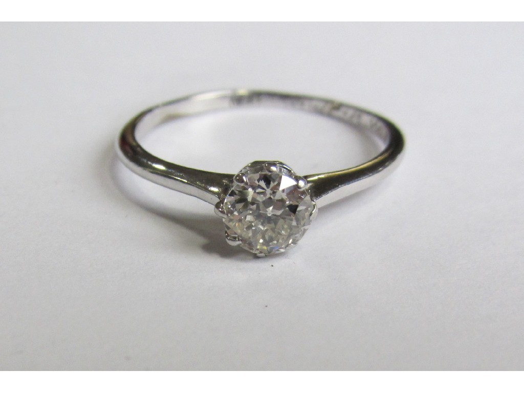 Appraisal: A 's ct white gold diamond solitaire ring old brilliant