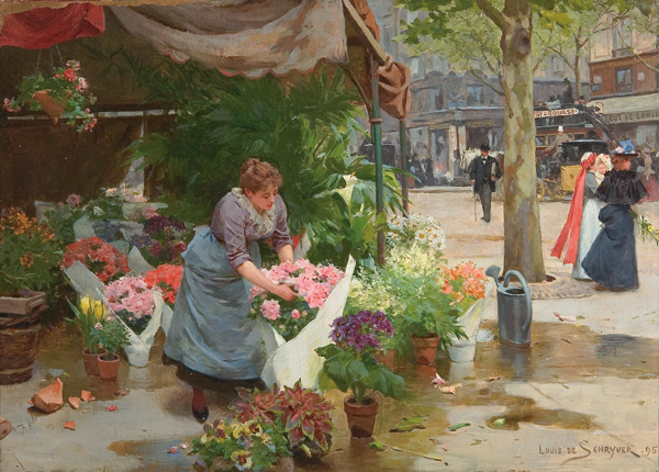 Appraisal: de SCHRYVER LOUIS MARIE French - The Flower Market oil