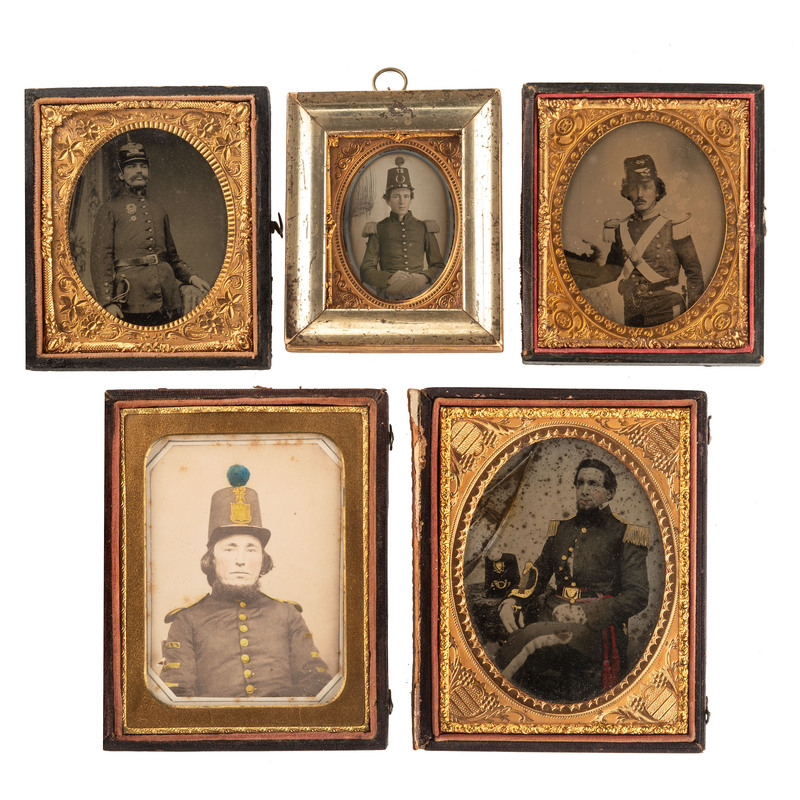 Appraisal: CIVIL WAR A group of photographs of militiamen comprising Quarter