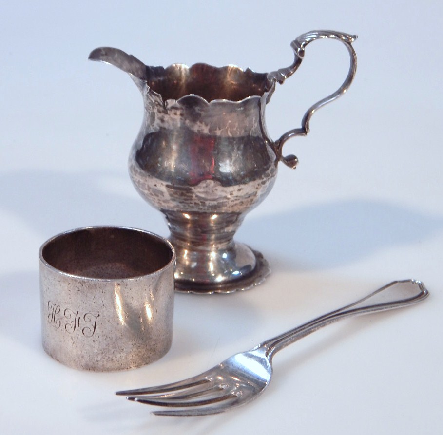 Appraisal: Various silver comprising a helmet shaped cream jug with 'S'