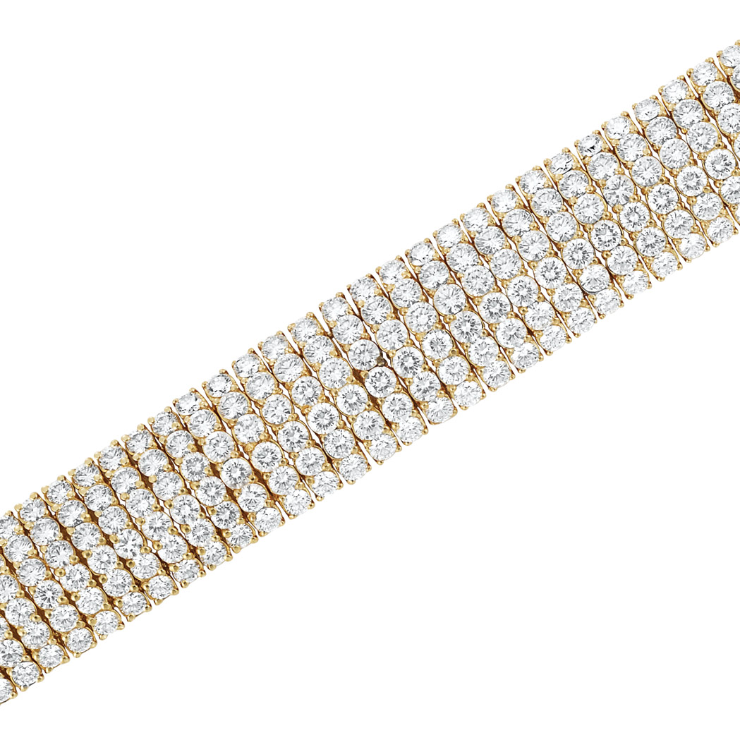 Appraisal: Gold and Diamond Bracelet kt the flexible strap of modified