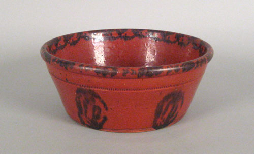 Appraisal: Large Pennsylvania redware bowl th c with manganese splash decoration