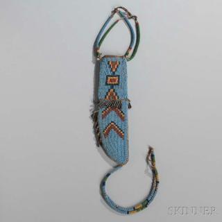 Appraisal: Lakota Beaded Buffalo Hide Knife Sheath c last quarter th