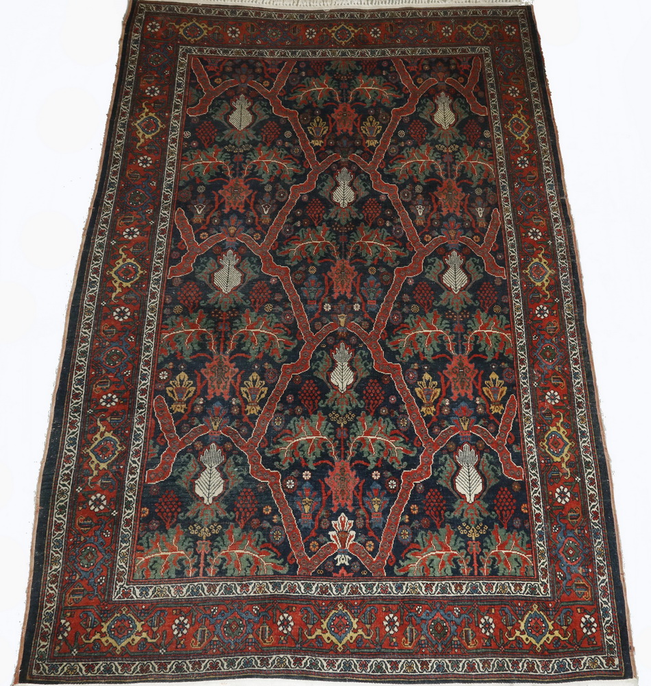 Appraisal: BIDJAR RUG Strapwork lattice with palmettes and plant motifs in