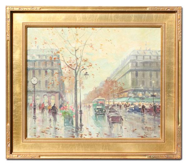 Appraisal: RENARD Henry French th C Parisian Street Scene Oil Canvas