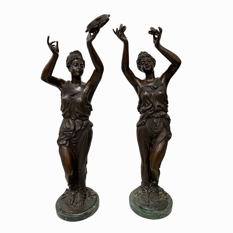 Appraisal: Pair of Bronze Musicians Pair of Bronze Tangerine Player Musicians