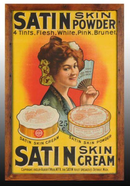 Appraisal: Paper Satin Skin Powder Poster Description Circa Framed under glass