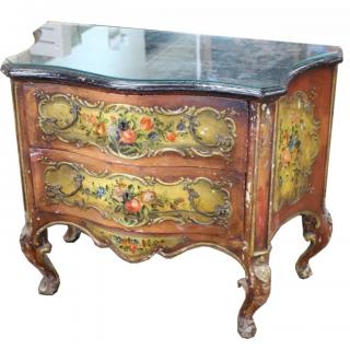 Appraisal: Antique Italian Polychromed Two Drawer Commode Antique Italian Polychromed Two