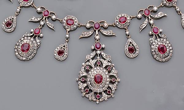 Appraisal: A diamond and ruby necklace estimated total diamond weight carats