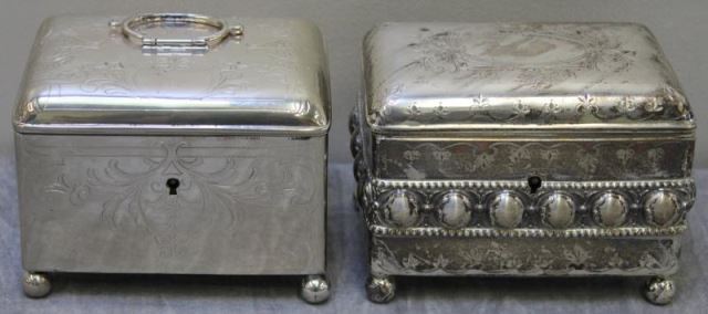 Appraisal: SILVER Decorative Box Grouping Includes an early th century Czechoslovakian