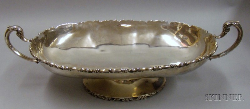 Appraisal: Peruvian Sterling Silver Handled and Footed Oval Center Bowl Wd