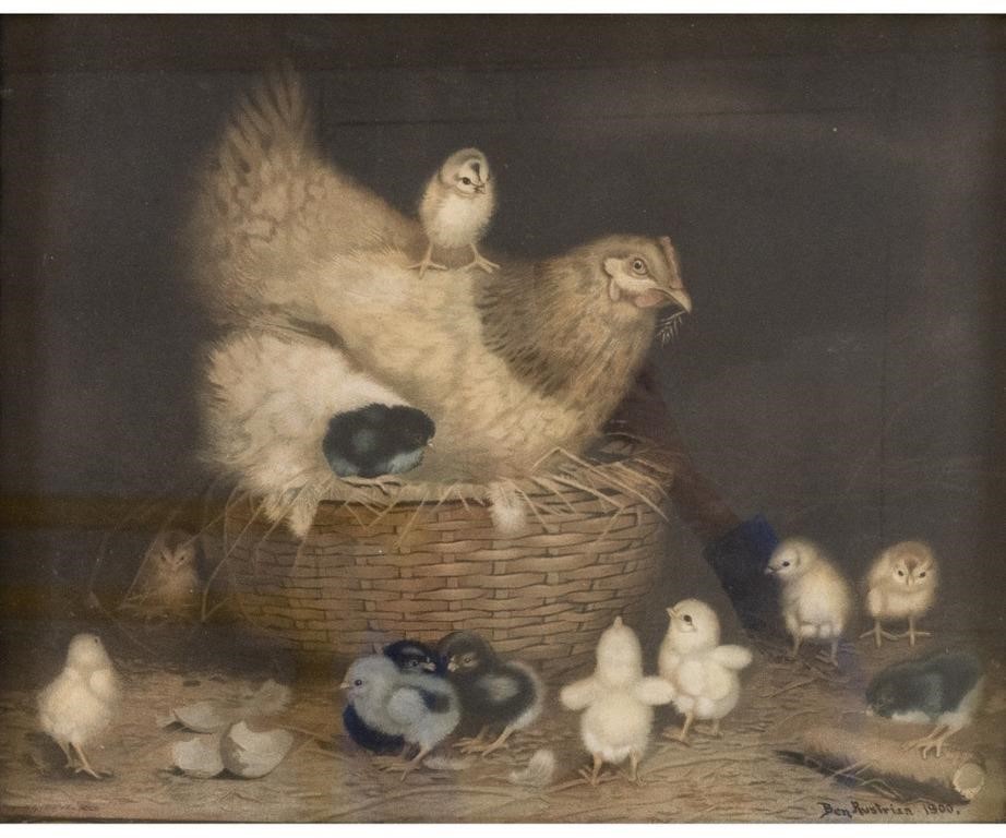 Appraisal: Ben Austrian color print of chicks and hen by Wolf