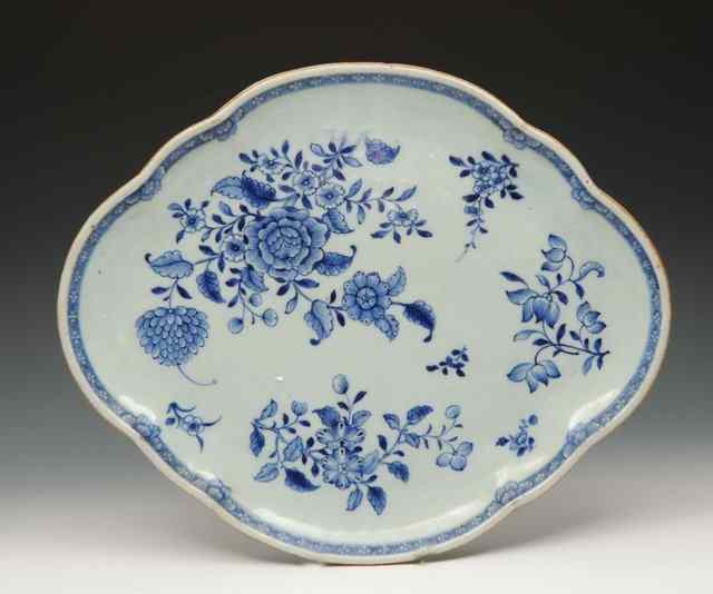 Appraisal: A CHINESE EXPORT BLUE AND WHITE DISH of quatrefoil form