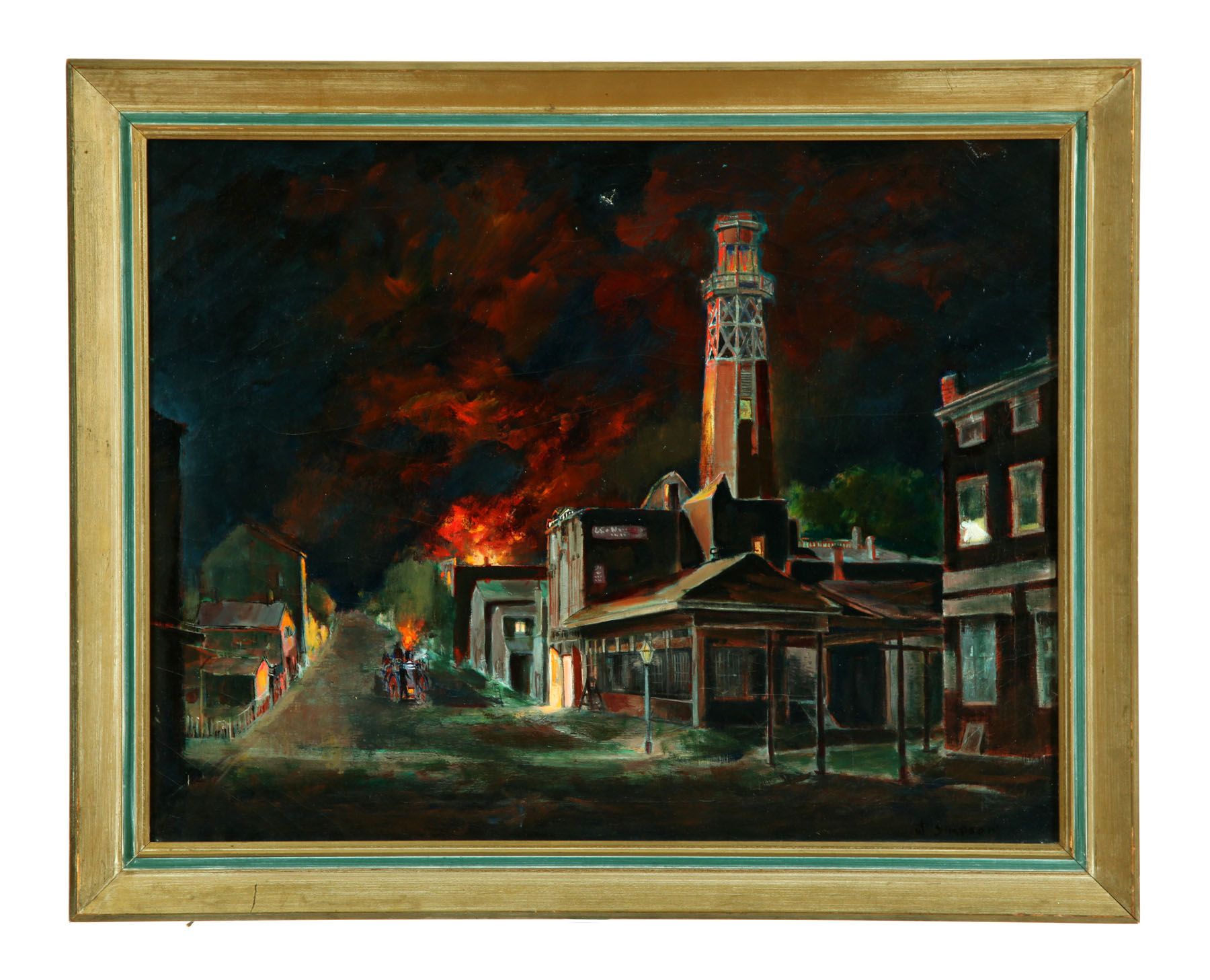 Appraisal: FIRE SCENE BY WARREN SIMSON AMERICAN SCHOOL ND HALF- TH