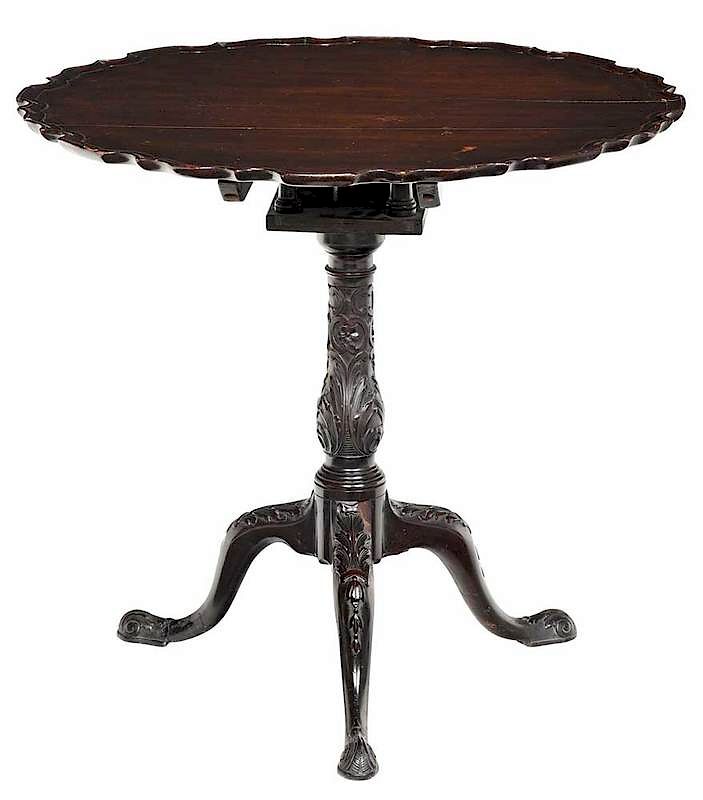 Appraisal: Chippendale Carved Mahogany Pie Crust Tea Table British th century