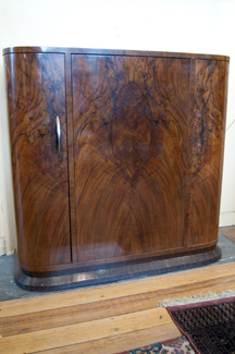 Appraisal: WALNUT DECO COCKTAIL CABINET