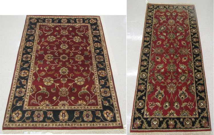 Appraisal: TWO SIMILAR PATTERN ORIENTAL AREA RUGS Indo-Persians both floral pattern