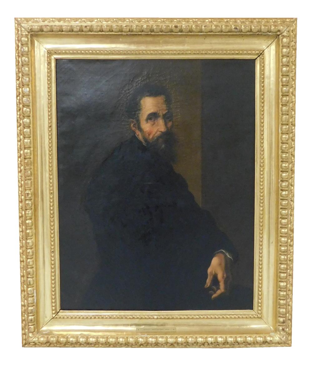 Appraisal: Antoine Sebastien Falardeau Canadian - Portrait of Michelangelo oil on