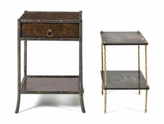 Appraisal: A Painted Faux Bamboo Side Table having a rectangular top