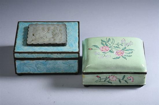 Appraisal: TWO CHINESE ENAMEL BOXES - in x in x in