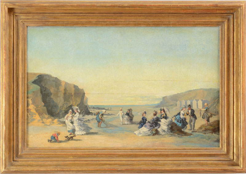 Appraisal: TH CENTURY SCHOOL A DAY AT THE BEACH Oil on