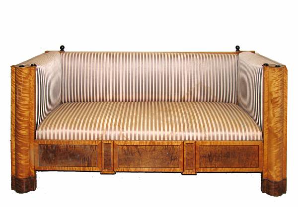 Appraisal: A Biedermeier ebonized and birchwood settee th century height in