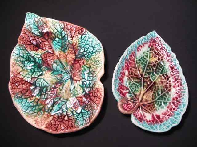 Appraisal: Two Majolica pottery begonia leaves One smaller one larger Smaller