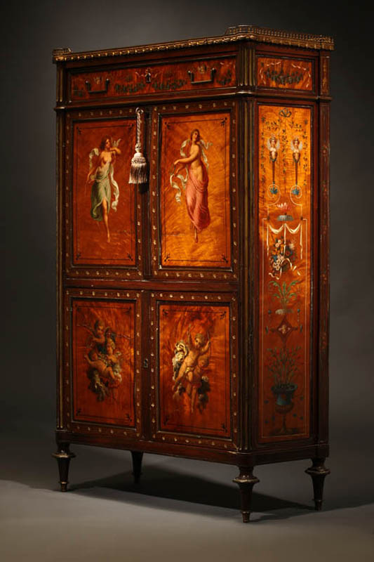 Appraisal: Louis XVI style polychromed secretaire a abattant Louis XVI style