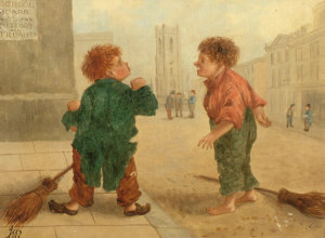 Appraisal: Attributed to Joseph Wolf - - Two chimney sweeps engaged