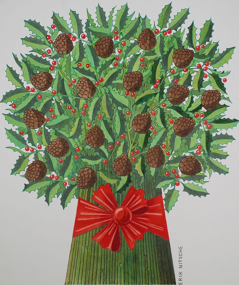 Appraisal: Erik Nitsche - Mistletoe Boughs Erik Nitsche Swiss - Christmas