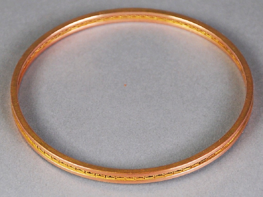 Appraisal: ct GOLD PIERCED SLAVE BANGLE two plain with bands with