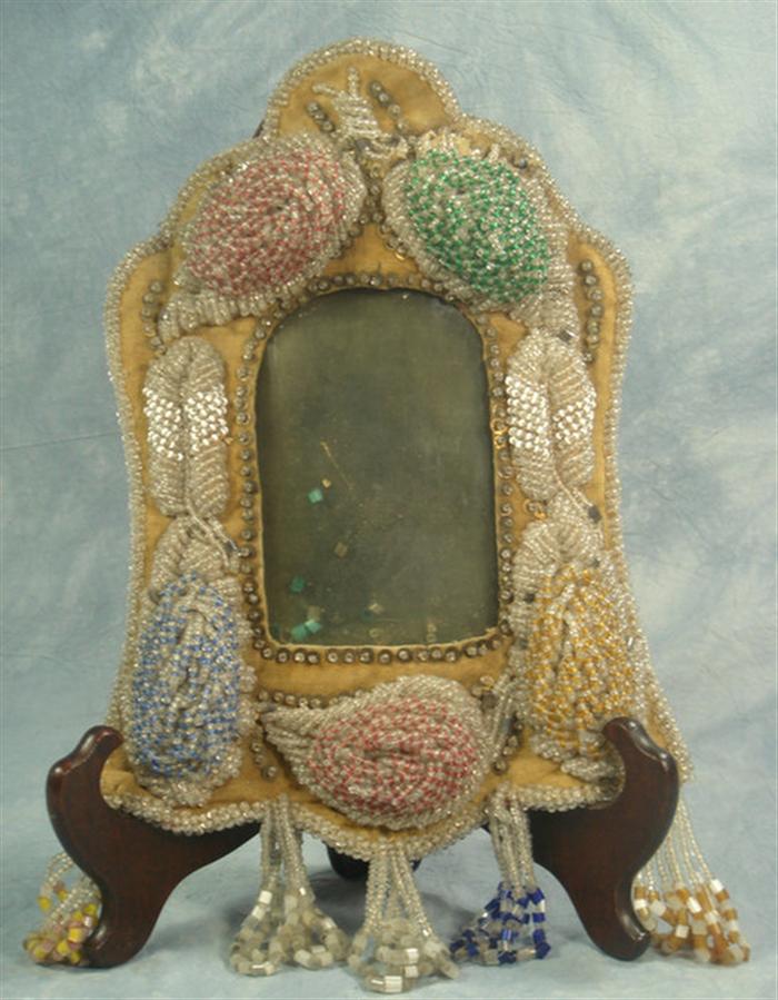 Appraisal: Beaded Iroquois Native American whimsey framed mirror h Estimate -