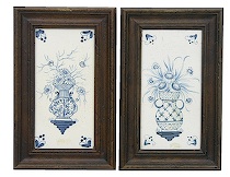 Appraisal: Pair of Framed Antique Delft-style Tiles ca early mid th