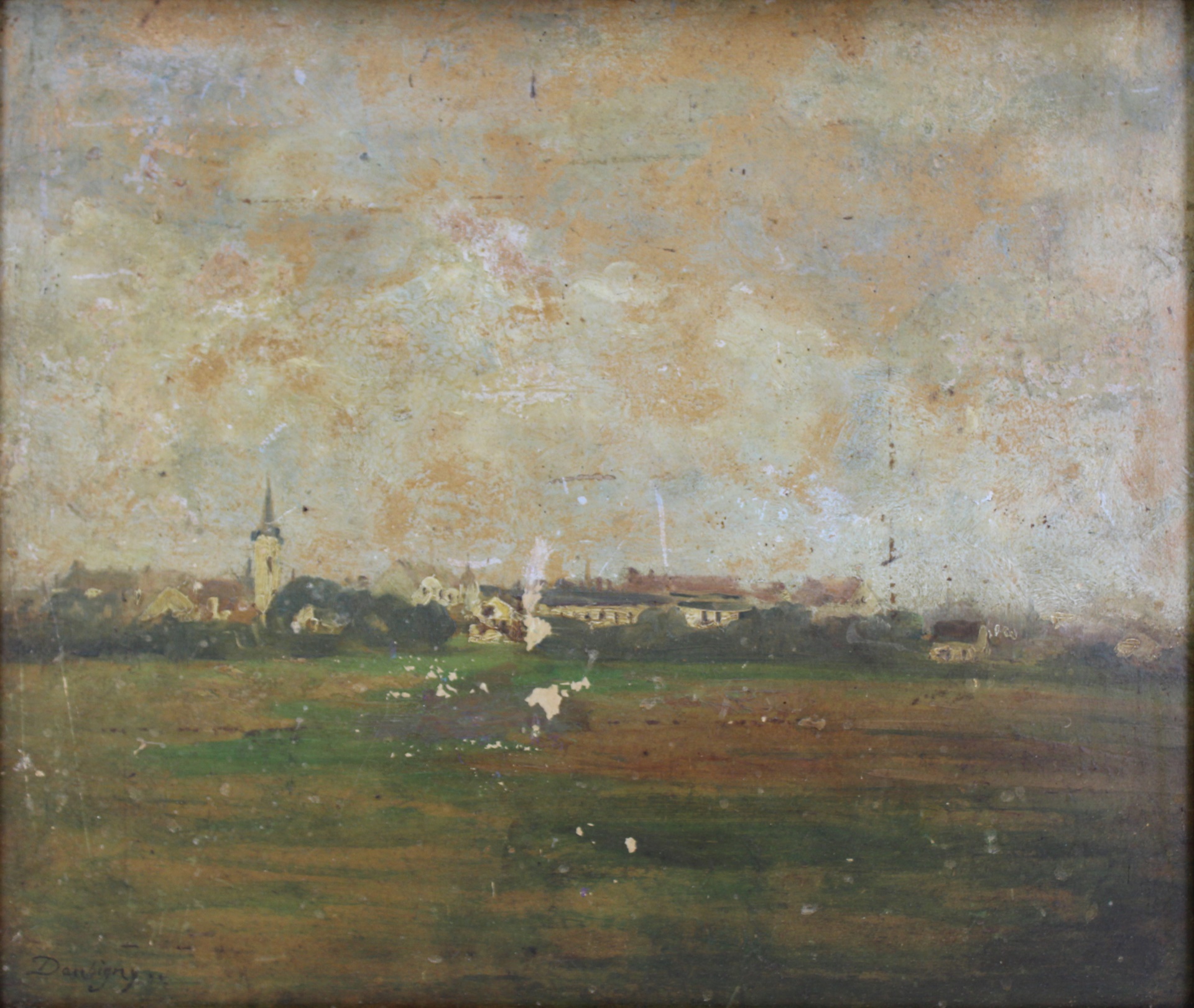 Appraisal: CHARLES FRANCOIS DAUBIGNY FRENCH - Landscape with Steeple Oil on