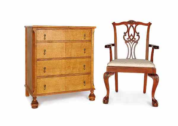 Appraisal: William Mary style maple chest of drawers h w together