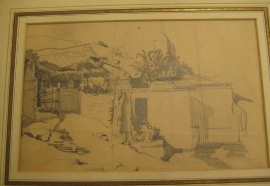 Appraisal: PAUL DELAMAIN Three pencil drawings Landscape with Rocky Cliffs and